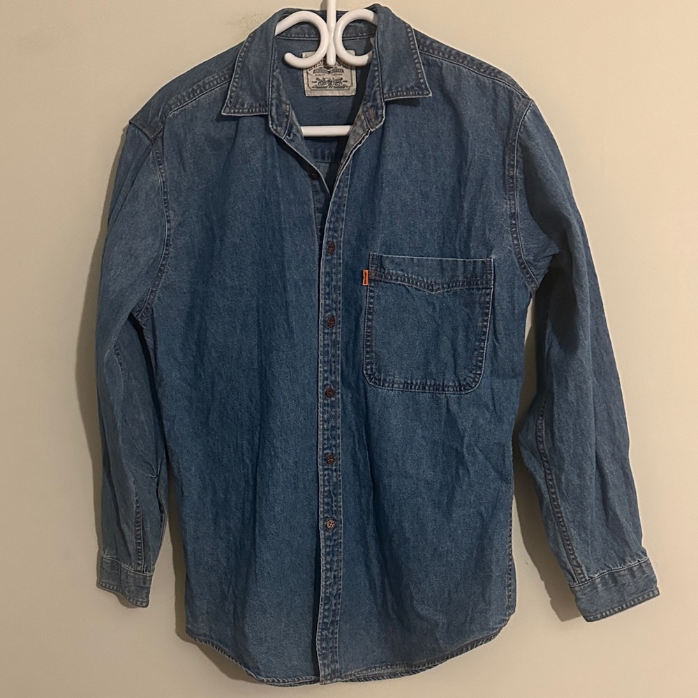 Vintage Orange tab Levi’s blue denim shirt Small